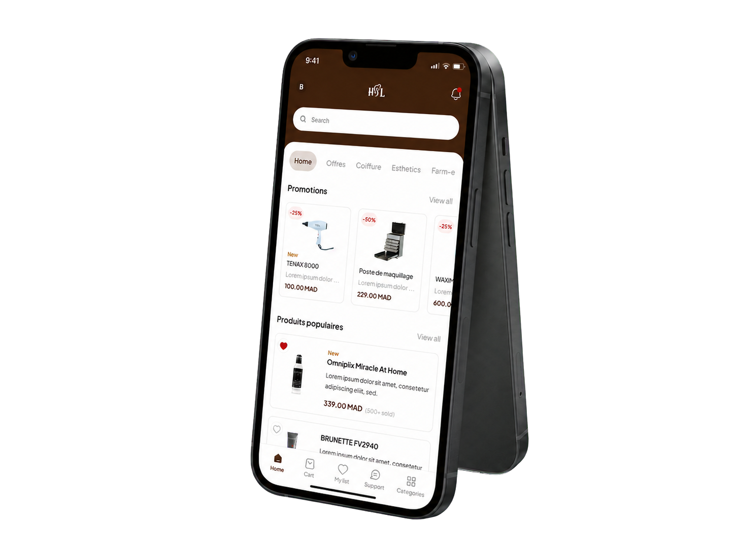 Aperçu de l’accueil de l’application HSL